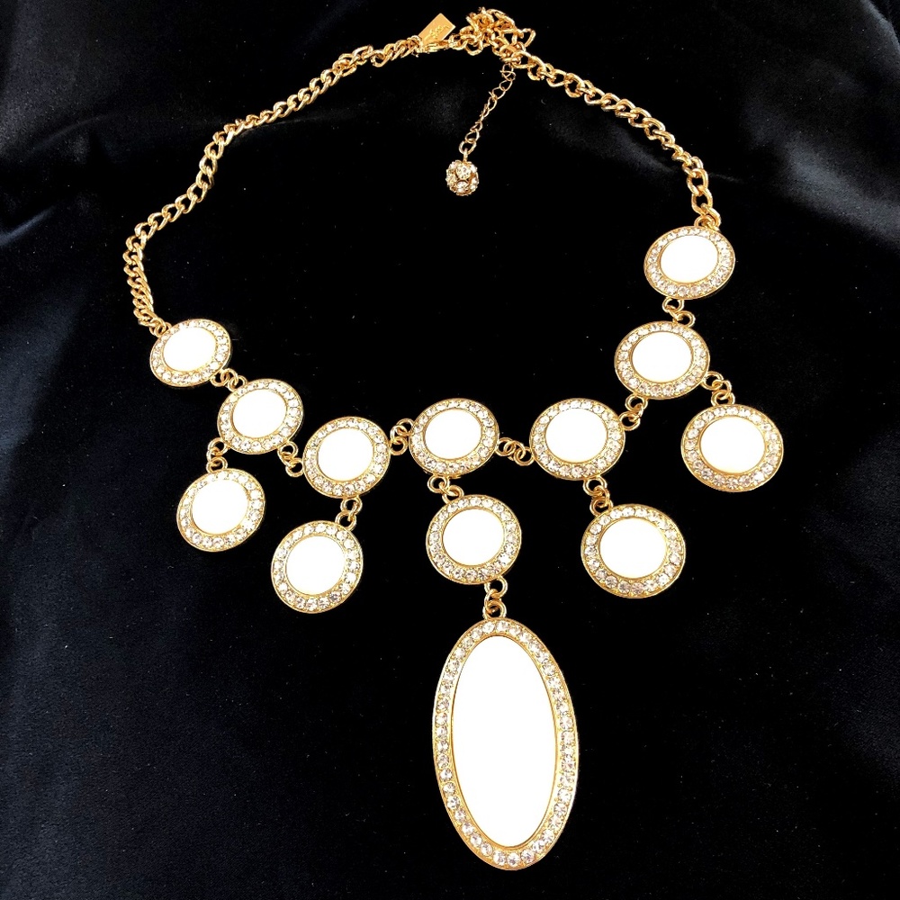 Lilly Pulitzer Cream Enamel and Gold Tone Statement Necklace